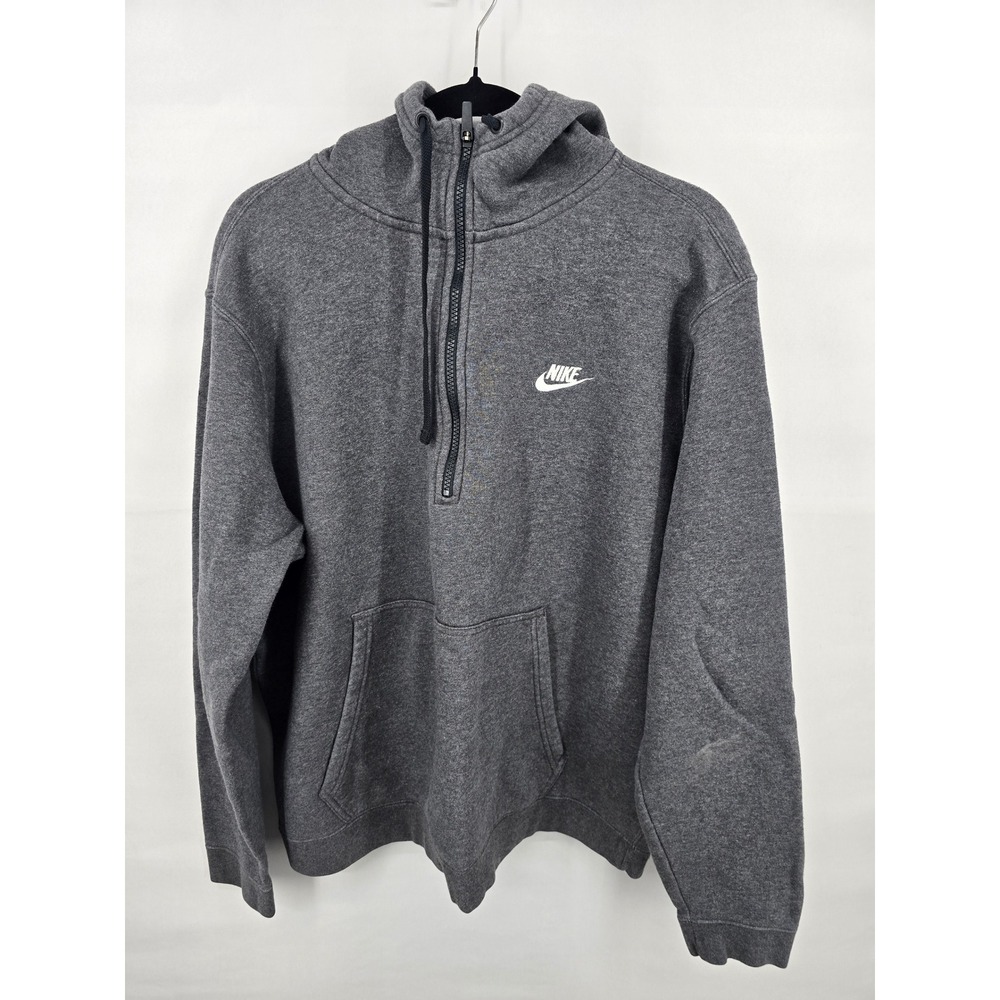 Nike Mens XL Gray Heather Quarter Zip Fleece Hoodie Pullover Futura Logo 2806